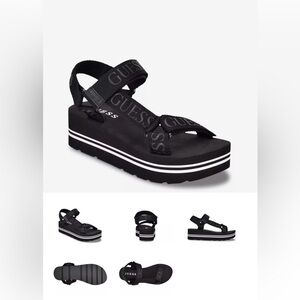 GUESS Black Strappy Platform Sandals